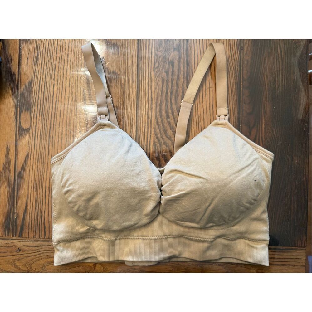 Kindred Bravely Womens Beige Padded Cup Wireless Nursing Maternity Bra Size L